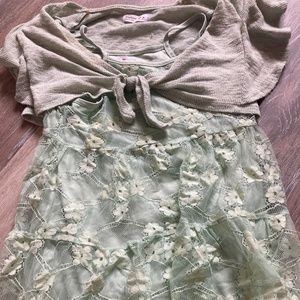 BEATUEES Kids Green Dress With Sweater